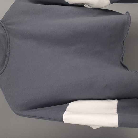 Hollister Blue Gray 3/4 Button Up Cropped Stripe Sweater - Picture 7 of 9